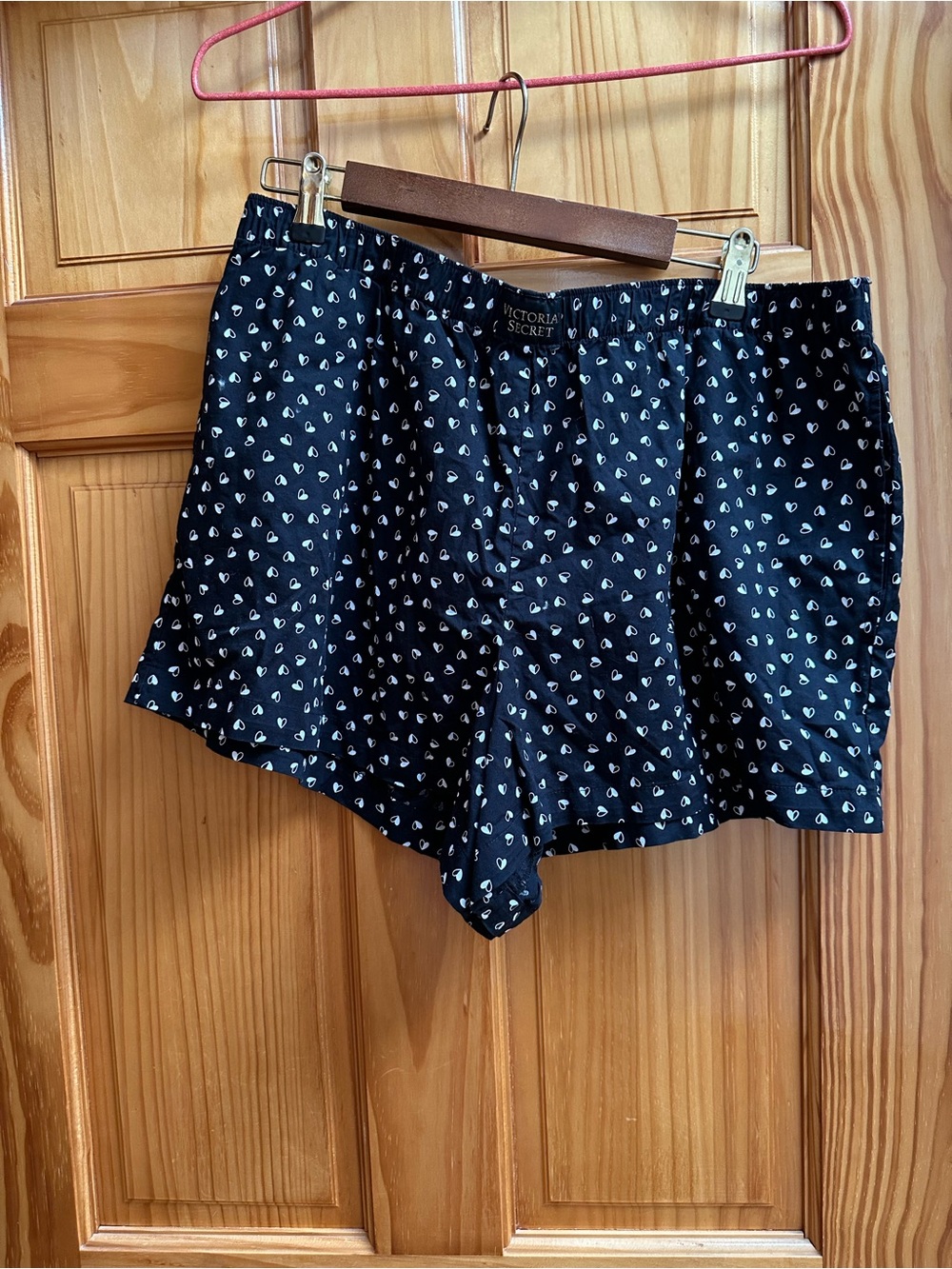 Victoria's Secret Black Shorts with White Heart Print
